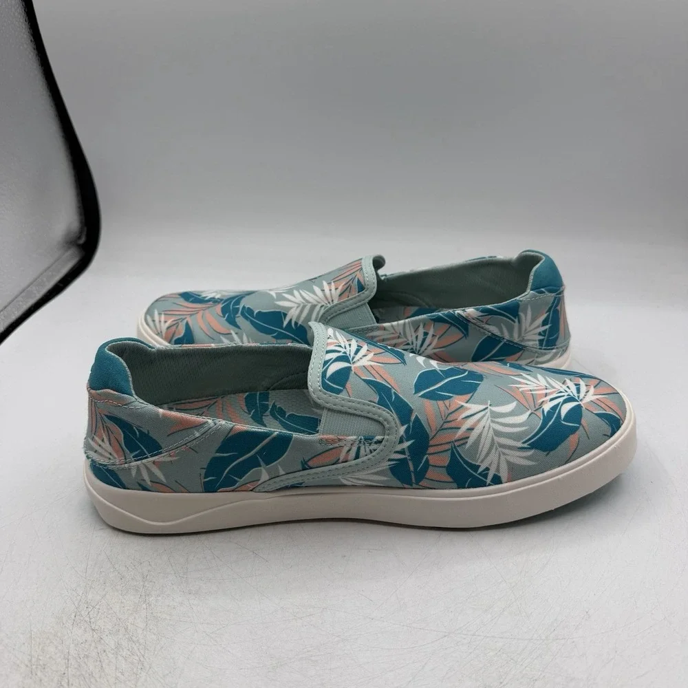Olukai Lae'Ahi Pa'i Shoes Mens 10.5 Swell Blue Aloha Slip On Sneakers Tropical